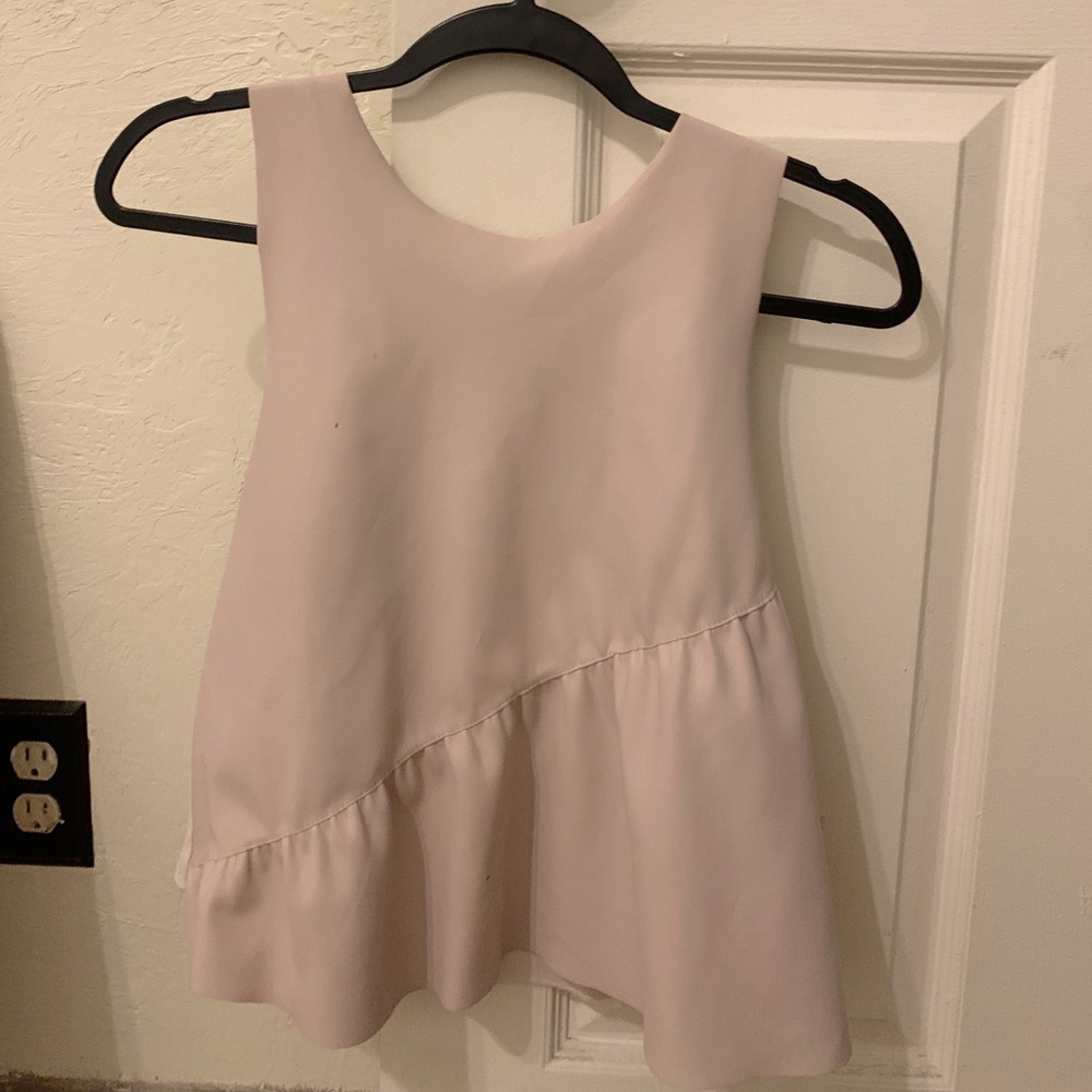 Zara Faux leather light pink nude top